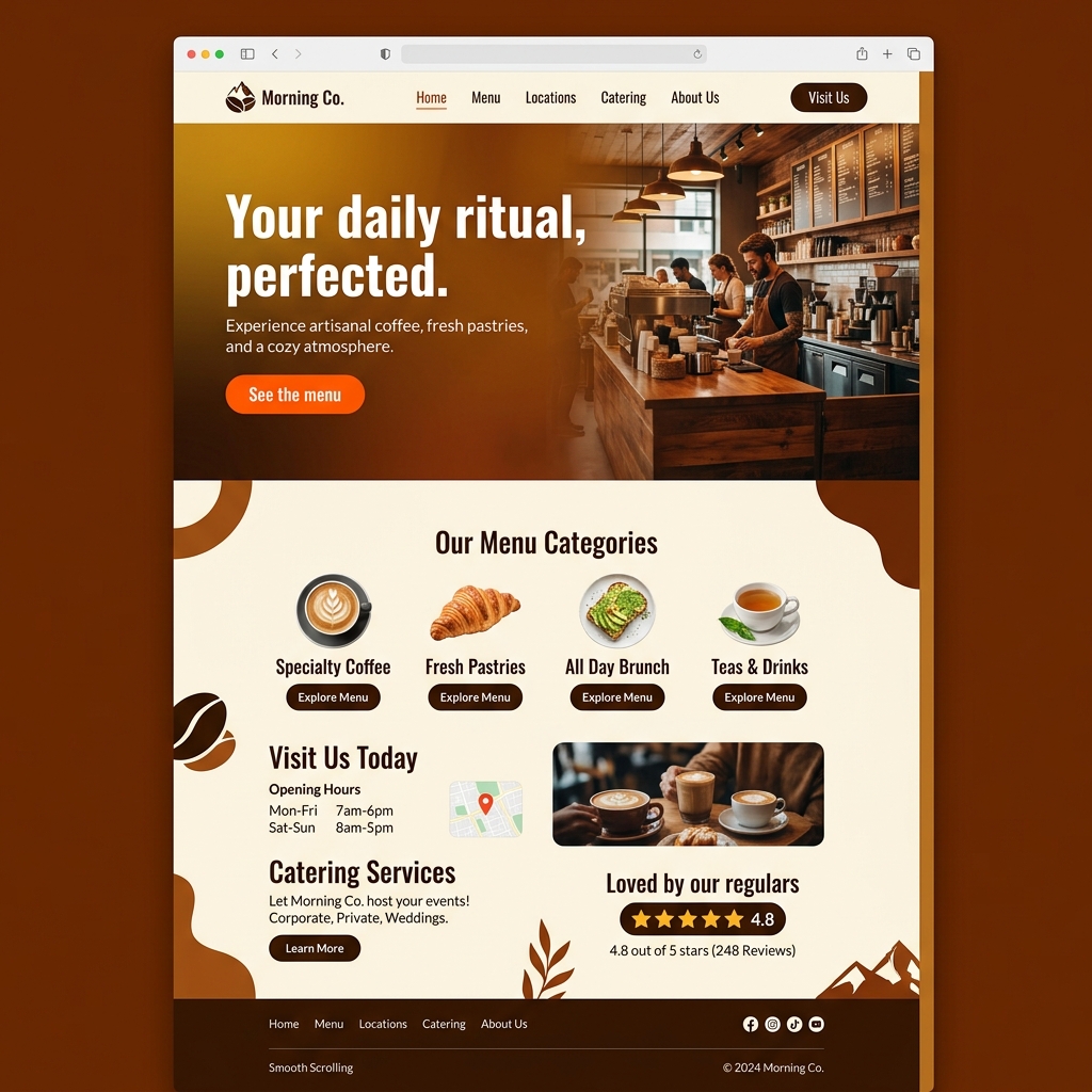 Morning Co. café website mockup