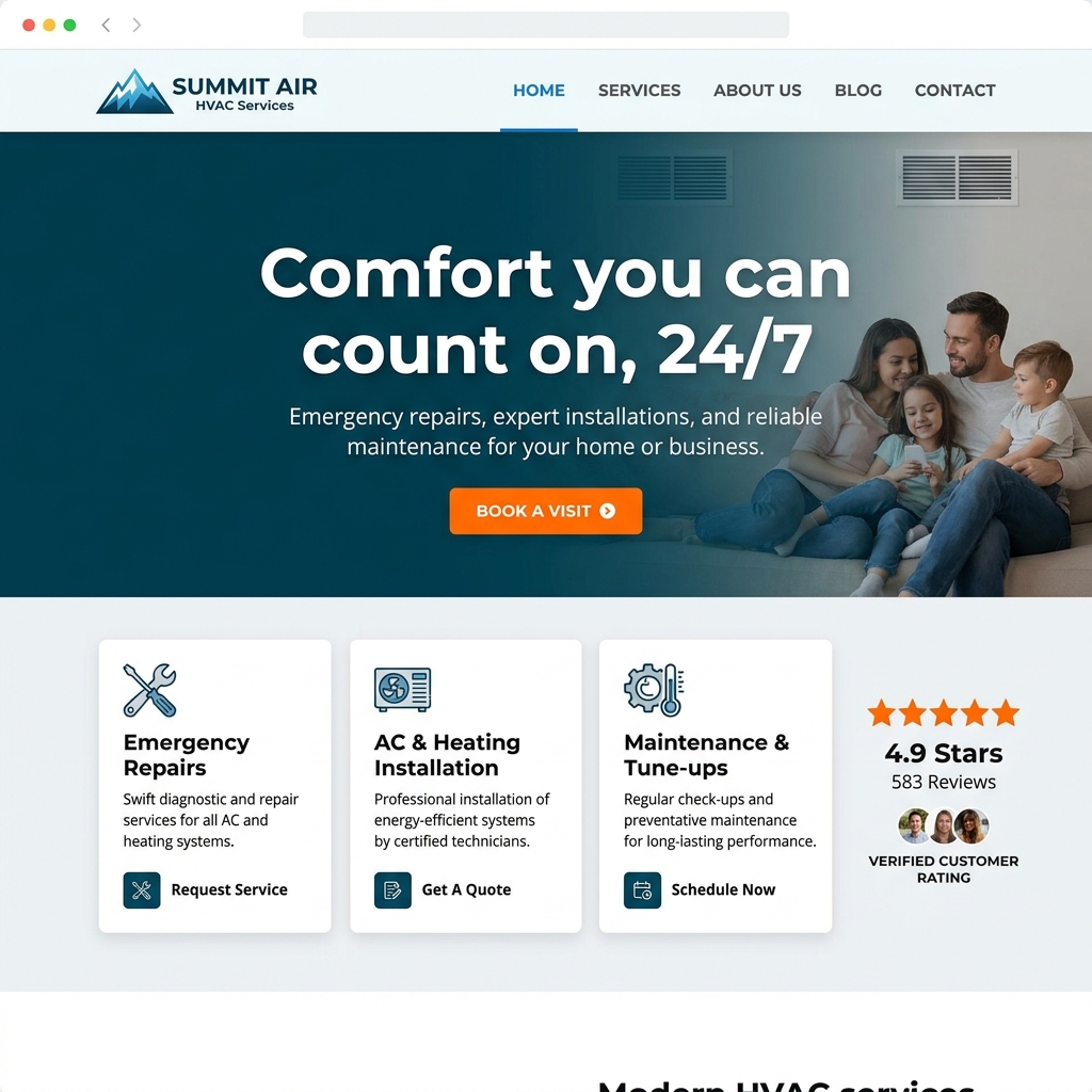Summit Air HVAC website mockup